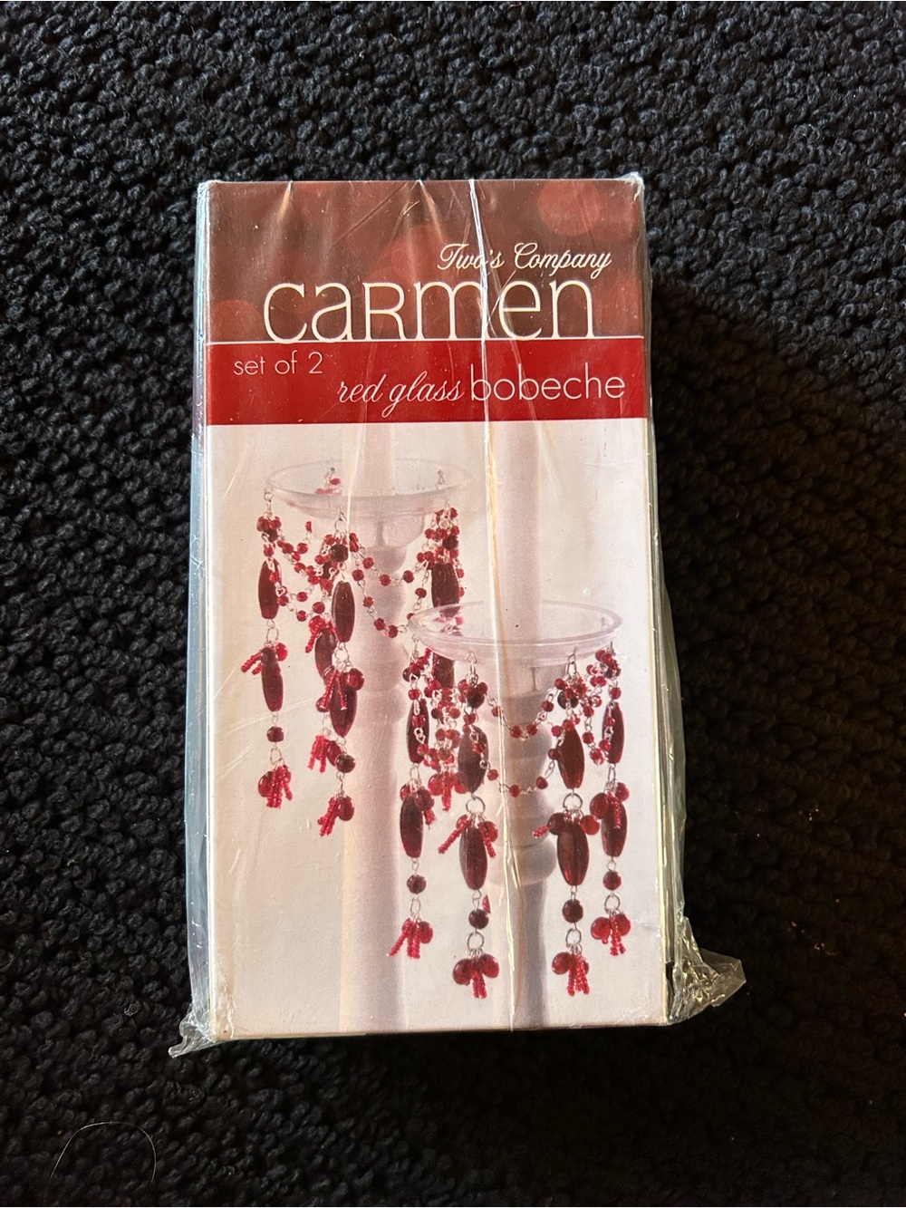 Two's Company Carmen Red Glass Bobeche Set of 2